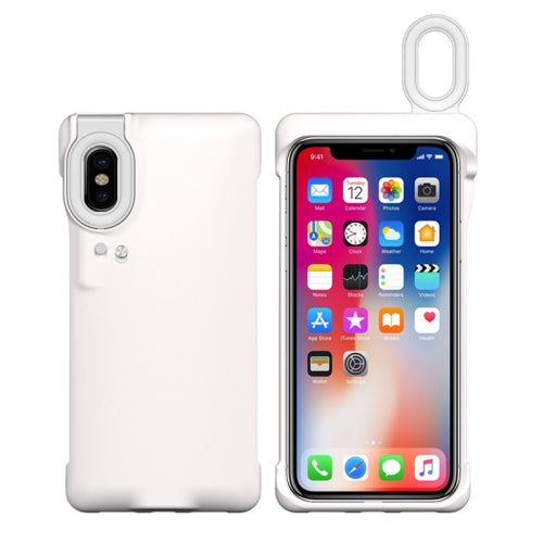 Ring Flash Selfie Fill Light Protective Case For iPhone XS / X(White)