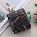 For Apple AirPods 1 / 2 Marble Texture Microfiber Earphone Protective Case with Hook (Black)
