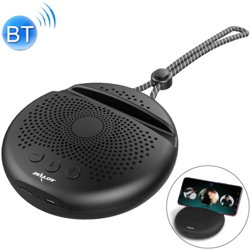 ZEALOT S24 Portable Stereo Bluetooth Speaker with Lanyard & Mobile Card Slot Holder, Supports Hands-free Call & TF Card (Black)