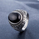 Europe and America Style Retro Gemstone Turquoise Men Titanium Steel Ring, Size: 14, Diameter: 23.1mm, Perimeter: 72.8mm(Black)