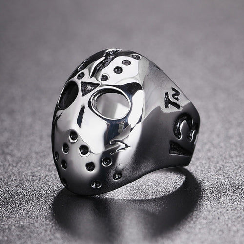 Europe and America Style Punk Gothic Rock Mask Skull Men Titanium Steel Ring, US Size: 8, Diameter: 18.2mm, Perimeter: 57mm