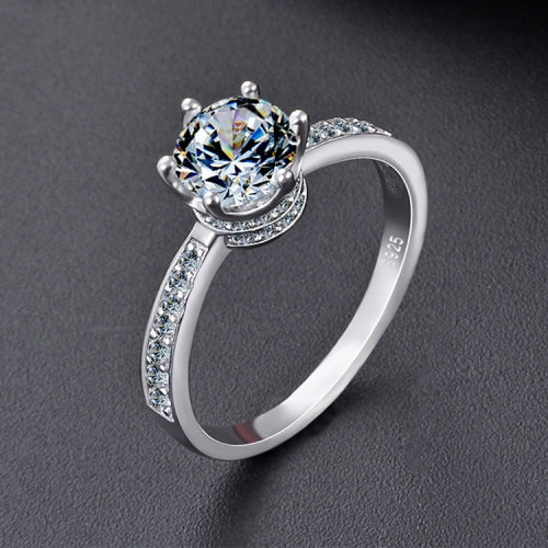 Women Fashion S925 Sterling Silver Zircon Micro-insert Ring, Size: 10