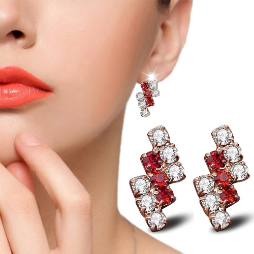 1 Pair Of 18 k Gold Irregular Geometrical Sterling Silver Crystal Stud Earring For Women, 21*9 mm(red)