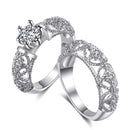 Fashion Stylish Zircon Hollow Set Ring Sweet Couple Ring(Silver 8)