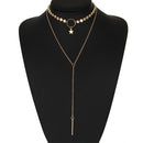 Simple Sexy Handmade Sequins Star Tassels Circle Clavicle Chain Long Pendant Double-layer Chain(Gold)