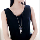Autumn and Winter Fashion Simple Female Necklaces Gun-black Color Straight Ears Style Easy-matching Sweater Necklace