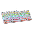 MSEZ HJK917-5 87-keys Electroplated Punk Keycap Colorful Backlit Wired Mechanical Gaming Keyboard, Cable Length: 1.6m(White)