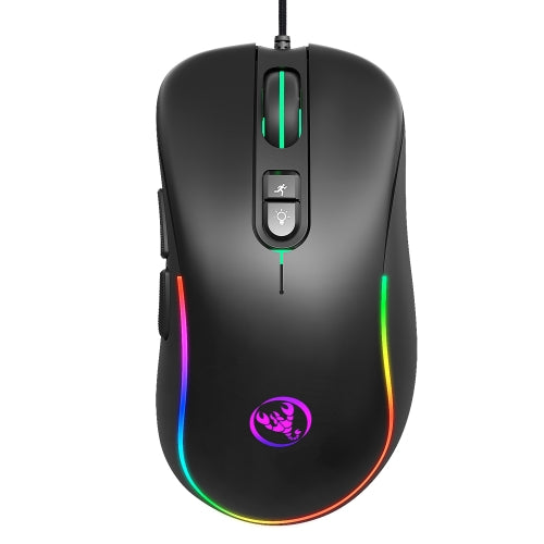 HXSJ J300 7 Keys RGB Lighting Programmable Gaming Wired Mouse(Black)