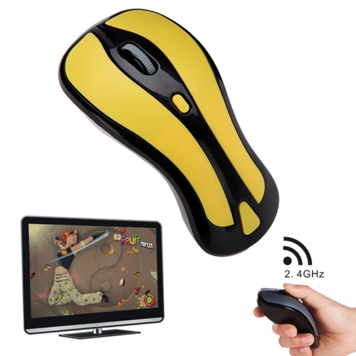 PR-01 6D Gyroscope Fly Air Mouse 2.4G USB Receiver 1600 DPI Wireless Optical Mouse for Computer PC Android Smart TV Box (Yellow + Black)