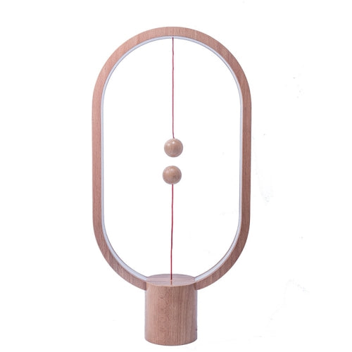 Heng Balance Lamp 5W USB Powered LED Night Light with Magnetic Switch, Beech Wood Oval-shaped