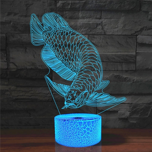 Fish Shape 3D Colorful LED Vision Light Table Lamp, Crack Remote Control Version