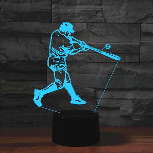 Playing Baseball Shape 3D Colorful LED Vision Light Table Lamp, Crack Remote Control Version