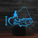 Fishing Shape 3D Colorful LED Vision Light Table Lamp, USB Touch Version