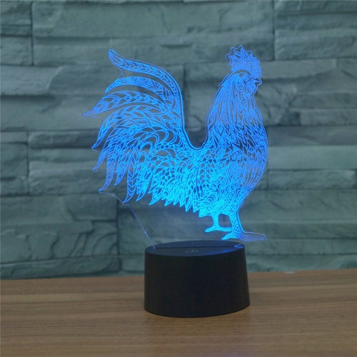 Cock Shape 3D Colorful LED Vision Light Table Lamp, 16 Colors Remote Control Version