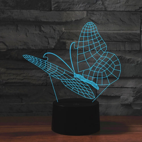 Butterfly Shape 3D Colorful LED Vision Light Table Lamp, USB Touch Version