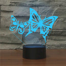Two Butterflies Shape 3D Colorful LED Vision Light Table Lamp, USB Touch Version
