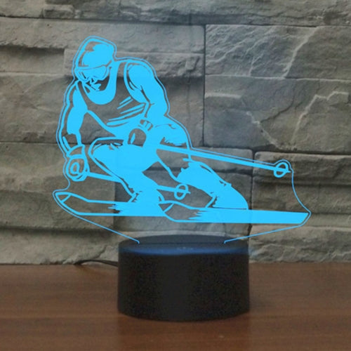 Skiing Shape 3D Colorful LED Vision Light Table Lamp, USB Touch Version