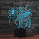 Beauty and Unicorn Shape 3D Colorful LED Vision Light Table Lamp, Crack Remote Control Version