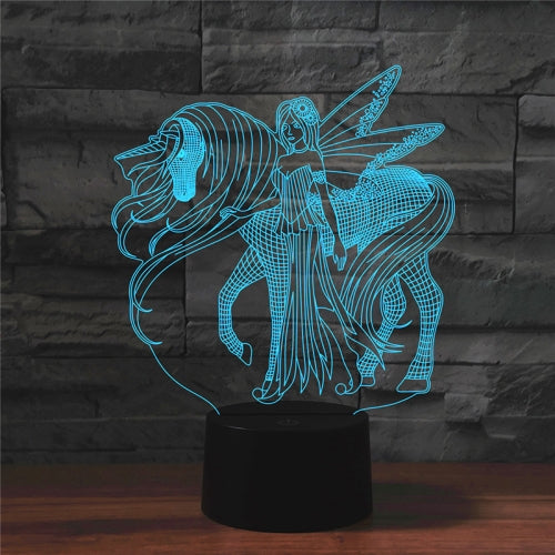 Beauty and Unicorn Shape 3D Colorful LED Vision Light Table Lamp, Crack Remote Control Version