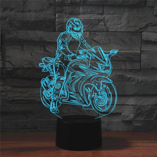 Motorcycle Shape 3D Colorful LED Vision Light Table Lamp, Charging Touch Version