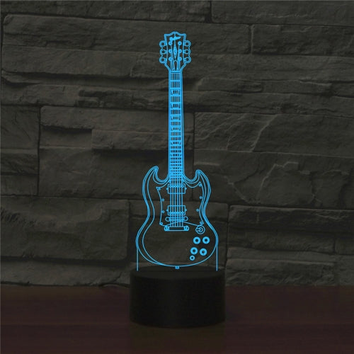 Five-string Guitar Shape 3D Colorful LED Vision Light Table Lamp, Crack Remote Control Version