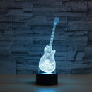 Guitar Shape 3D Colorful LED Vision Light Table Lamp, 16 Colors Remote Control Version