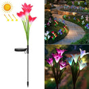Simulated Lily Flower 4 Heads Solar Powered Outdoor IP55 Waterproof LED Decorative Lawn Lamp, White Light (Pink)