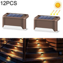 12 PCS Solar Powered LED Outdoor Stairway Light IP65 Waterproof Garden Lamp, Warm White Light(Brown)