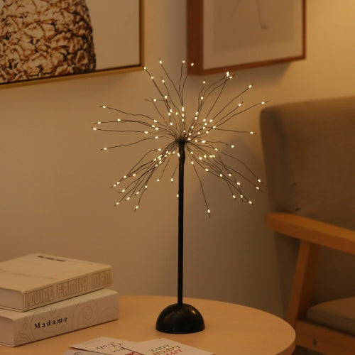 100 LEDs Dandelion Copper Wire Table Lamp Decoration Creative Bedside Night Light Gift, Battery Powered(Warm White)