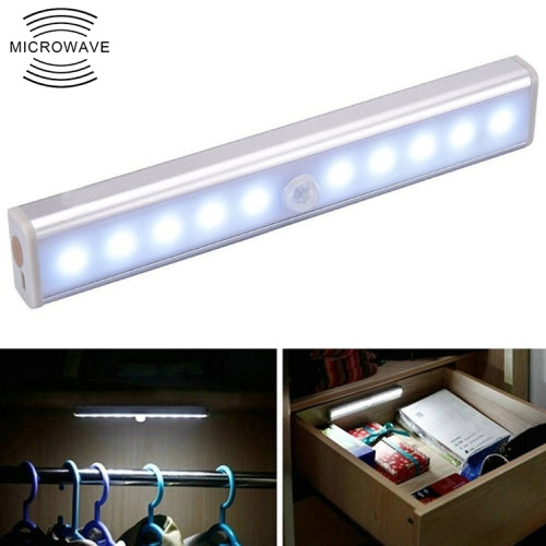 1.8W 10 LEDs White Light Wide Screen Intelligent Human Body Sensor Light LED Corridor Cabinet Light, Battery Version