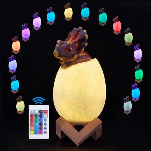 Triceratops Shape Creative Touch 3D Decorative Night Light, 16-color Patting Remote Control Version