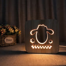 Sheep Pattern 3D Wood Lamp Night Light Decorative Atmosphere LED Light