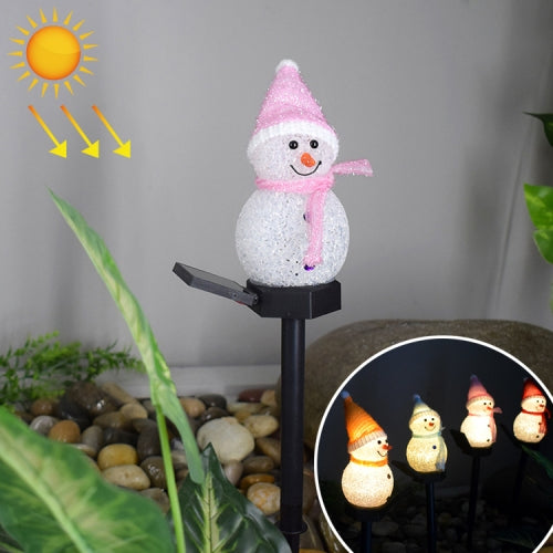 Simulated Little Snowman Solar Powered Outdoor IP55 Waterproof LED Decorative Lawn Lamp, Warm Light (Pink)