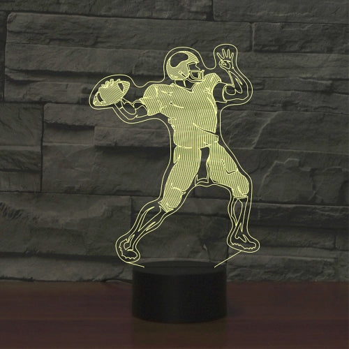 Rugby Quarterback Shape 3D Colorful LED Vision Light Table Lamp, USB Touch Version