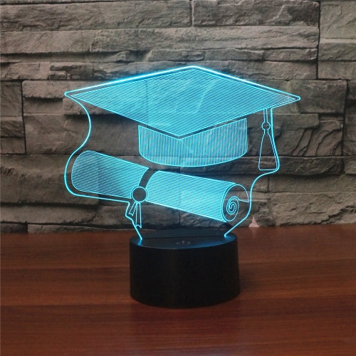 Bachelor Cap Black Base Creative 3D LED Decorative Night Light, USB with Touch Button Version