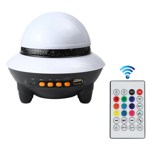 LED Flying Saucer Starry Sky Light Bluetooth Music Star Projection Night Light with Remote Control (White)
