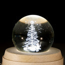 3D Word Engraving Crystal Ball Christmas Tree Pattern Electronic Swivel Musical Birthday Gift Home Decor without Music