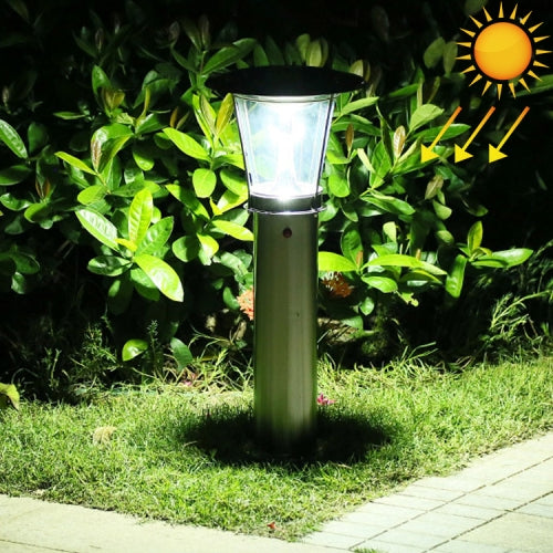 Stainless Steel Solar Powered Lawn Garden Lamp Outdoor Park Greening Project Light(White Light)