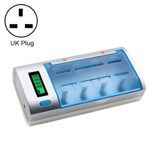 AC 100-240V 4 Slot Battery Charger for AA & AAA & C / D Size Battery, with LCD Display, UK Plug