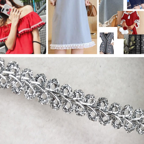 WG000210 Centipede Shape Lace Belt DIY Clothing Accessories, Length: 50m, Width: 1cm(Silver)