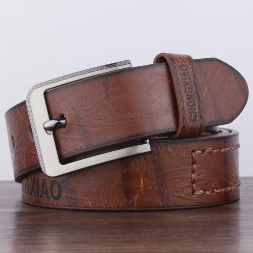 Dandali XX819 Men Retro Pin Buckle Leather Belt Waistband, Length: 110cm (Coffee)