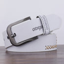 Dandali XX823 Men Retro Pin Buckle Leather Belt Waistband, Length: 110cm (White)