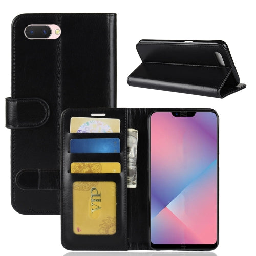 Crazy Horse Texture Horizontal Flip Leather Case for OPPO A5, with Wallet & Holder & Card Slots(Black)