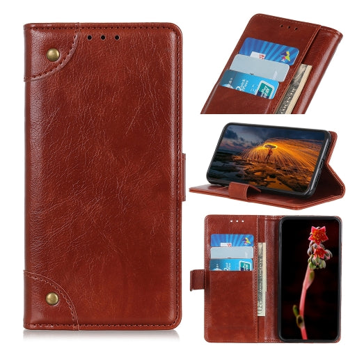 Copper Buckle Nappa Texture Horizontal Flip Leather Case for Alcatel 1S, with Holder & Card Slots & Wallet (Brown)