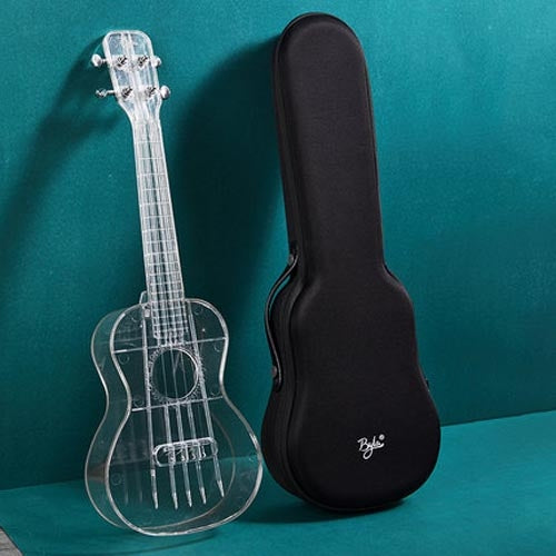 23 Inch Veneer Ukulele Little Guitar with Storage Bag (Transparent)