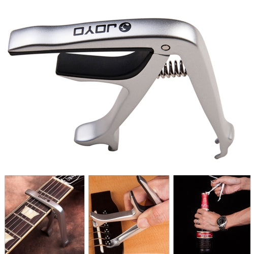 JOYO JCP-02 Guitar Capo Aluminum Alloy Opener Guitar Capo Quick Change Guitar Tuner Clamp Key (Silver)