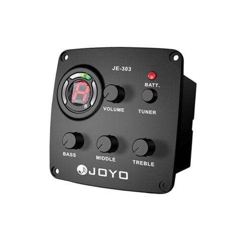 JOYO JE-303 Guitar Pickup 3-Band EQ Preamp Tuner Pickup Equalizer with Tuning Function(Black)