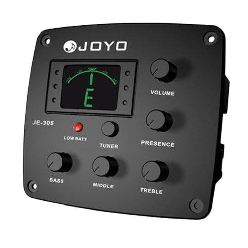 JOYO JE-305 Guitar Pickup 4-Band EQ Preamp Tuner Pickup Equalizer with Tuning Function (Black)