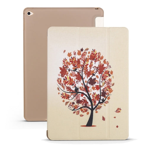Maple Pattern Horizontal Flip PU Leather Case for iPad mini 4, with Three-folding Holder & Honeycomb TPU Cover