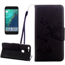 For Google Pixel Butterflies Embossing Horizontal Flip Leather Case with Holder & Card Slots & Wallet & Lanyard(Black)